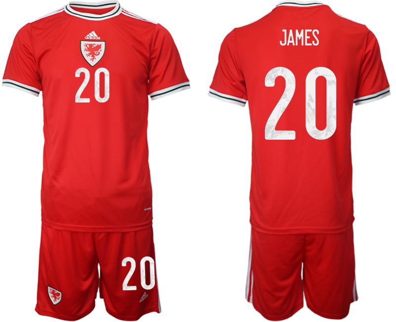 Men 2022 World Cup National Team Welsh home red #20 Soccer Jersey
